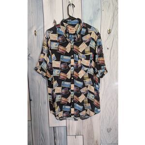 Men's RSVLTS & Bob Ross short sleeve button down shirt size L